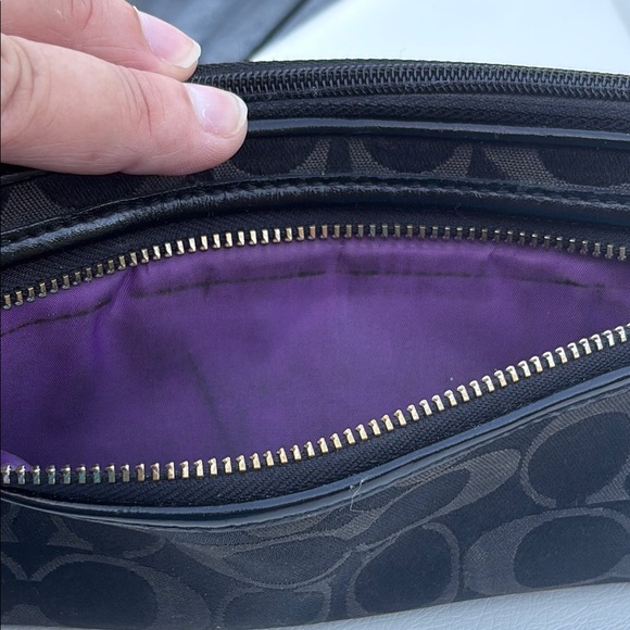Coach Black on Black Signature Logo Canvas Wristlet Wallet Clutch GUC - Picture 8 of 16